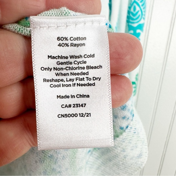 1X TALBOTS PAISLEY 3/4 SLEEVE CARDIGAN WHITE/TEAL - Picture 7 of 9